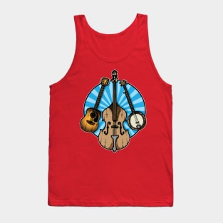 Bluegrass/Folk Music Instruments Blue Background Tank Top